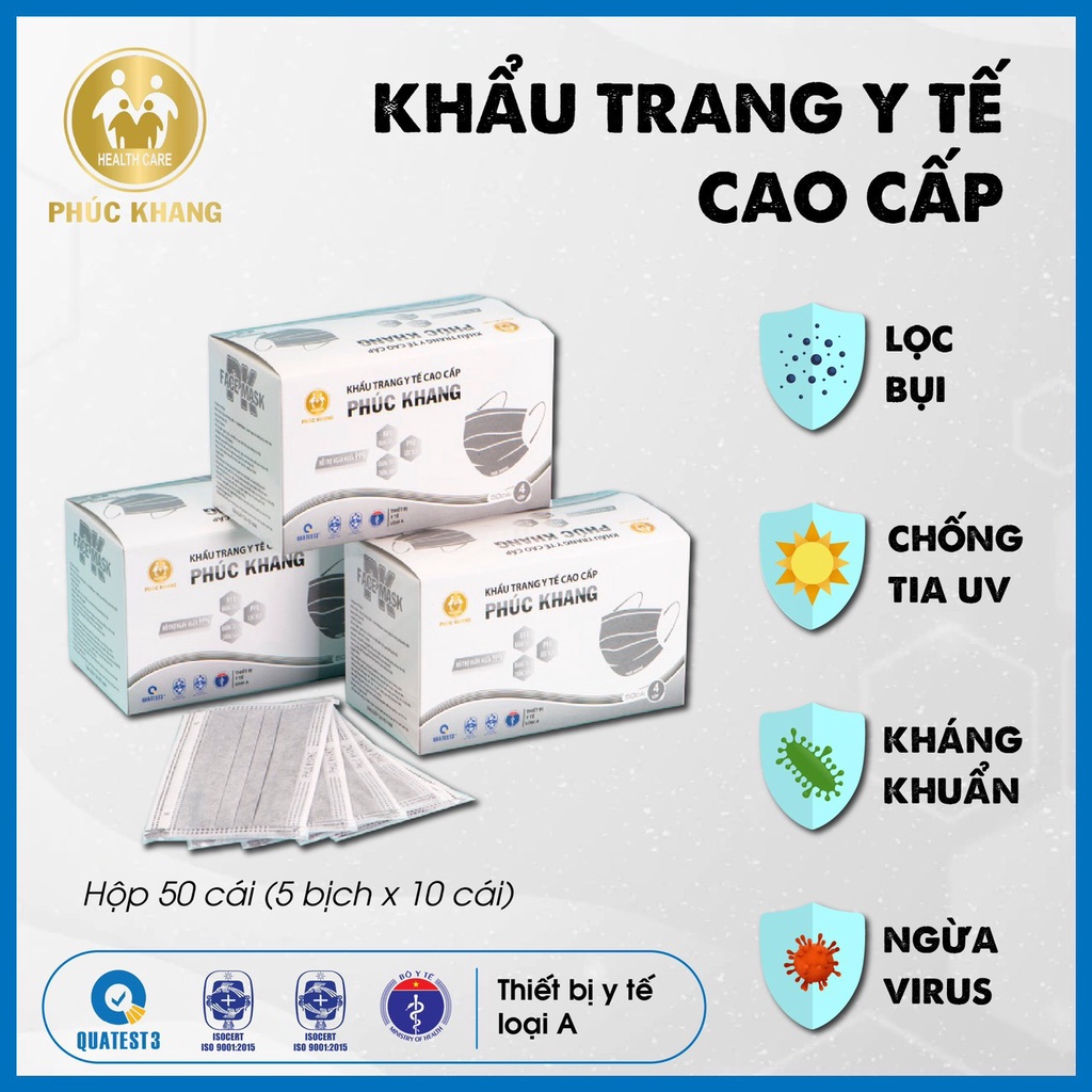 Ảnh Khẩu trang y tế cao cấp 4 lớp PHÚC KHANG màu xám đạt chuẩn y tế - MEDICAL 2
