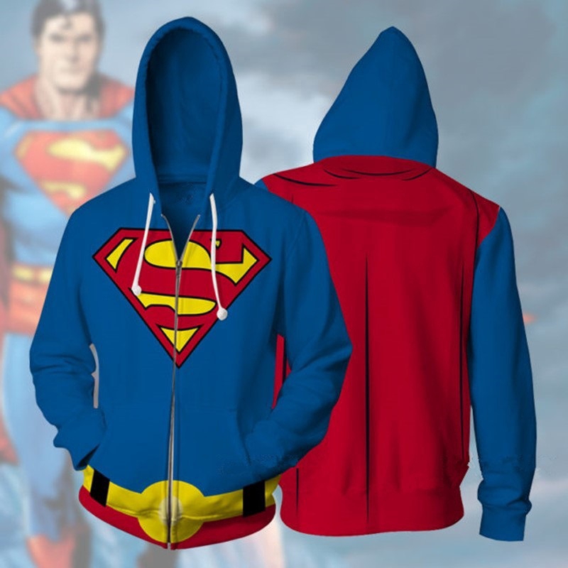 Áo Hoodie dây kéo siêu anh hùng Áo khoác thời trang Áo len in 3D Áo khoác ngoài