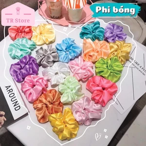 Scrunchies cột tóc màu trơn phi bóng buộc tóc gọn phù hợp mọi lứa tuổi nhiều màu chất liệu Satin bóng đẹp