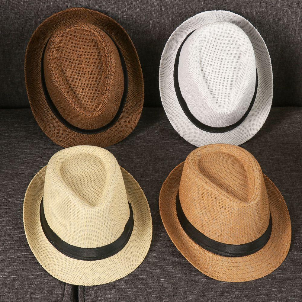 FEDAOG Rơm Panama Mũ Unisex Vành Rộng Đi Biển Cao Bồi Fedora Mũ
