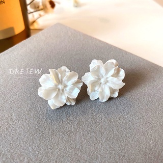 Kim Bạc 925 Nhật Bản Và Hàn Quốc Bông Tai Camellia Tươi Với Cá Tính Phong Cách Đại Học Hoa Trắng Nhựa Bông Tai Thời Trang Và Bông Tai