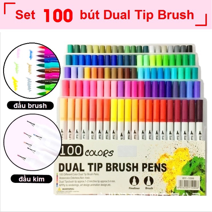 Set 72 / 100 Bút 2 Đầu Brush + Line Màu Dual Tip Brush Kháng Nước Tô ...