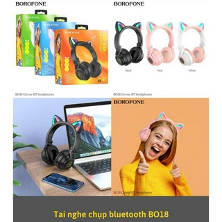 Tai chụp BLUETOOTH Tai mèo có đèn LED 7 mầu chính hãng BOROFONE BO18
