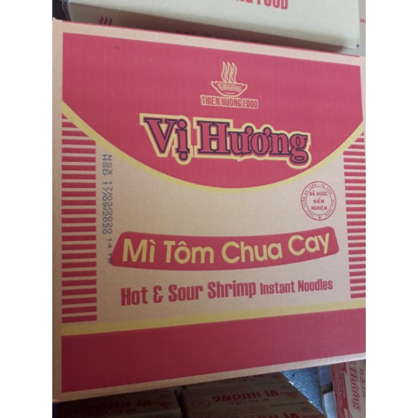 (Giảm 8k)(Free ship)Thùng 30 gói mì tôm chua cay Vị Hương 65gr