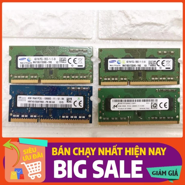 RAM Laptop 4G PC3L DDR3 cũ tháo máy Bus 1600 MHz (Ram Laptop PC3L-4G cũ) (FREE SHIP ĐƠN TỪ 50K )