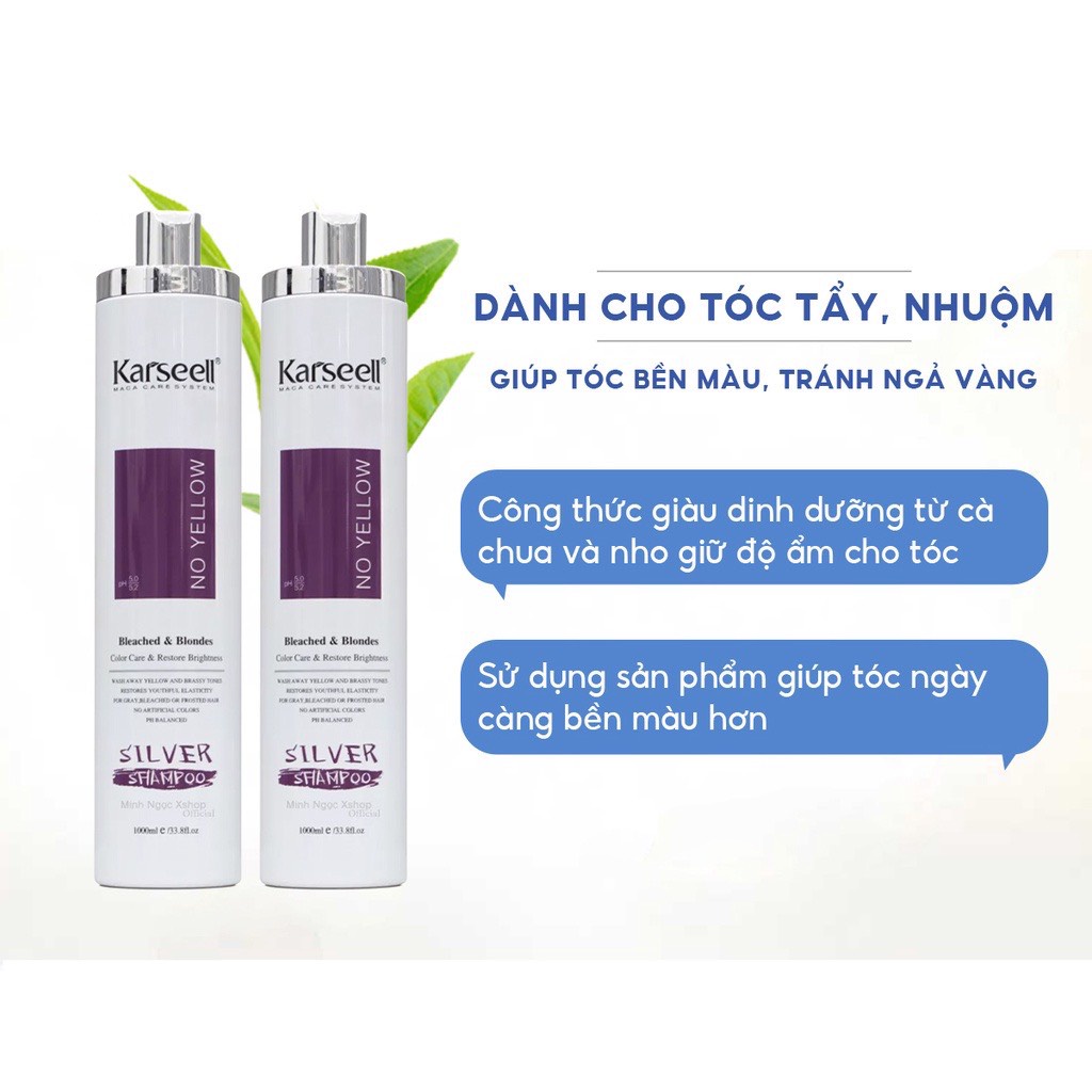 Combo Dầu Gội Tím + Kem Hấp Tím Karseell 500ml–1000ml | Chăm Sóc Tóc Tẩy Nhuộm, Giúp Tóc Mềm Mượt