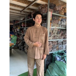 Thời trang nam - Đồ lam, nam thêu túi dài tay, đồ lam nam mặc đi chùa