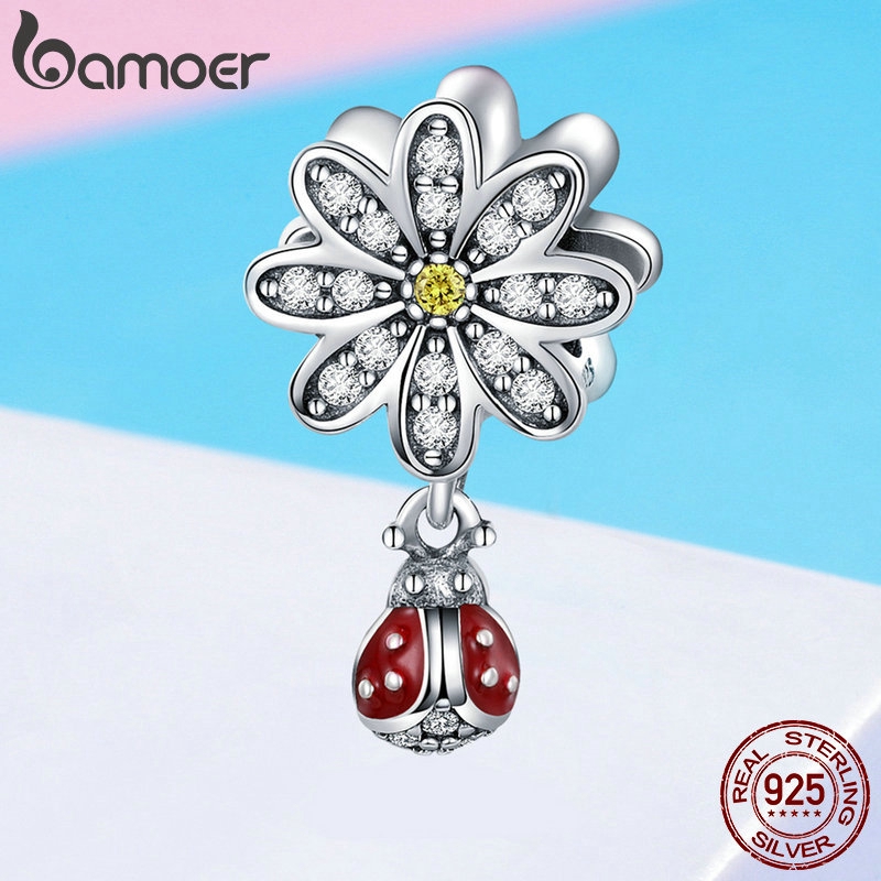 Mặt dây chuyền BAMOER SCC727 bằng bạc 925 thiết kế hình hoa cúc