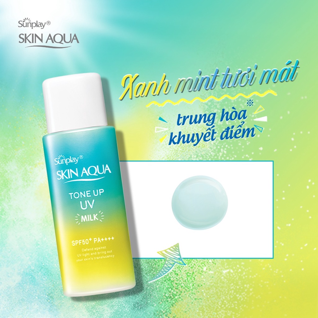 Ảnh Kem Chống Nắng Kiềm Dầu Nâng Tông SUNPLAY Skin Aqua Mint Green Tone Up Uv Milk Dạng Sữa 50g 3