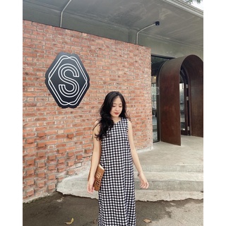 Đầm caro cộc tay thiết kế Midi Dress Ma Vie