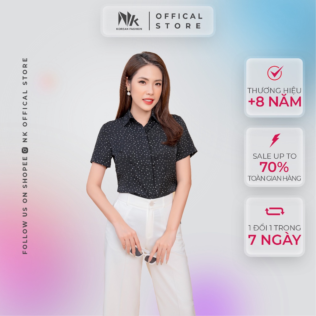 Áo Sơ Mi Nữ Nk Fashion Cổ Đức Kẻ Cộc Tay Dáng Ôm Body Chất Vải Hàn Cao Cấp  Nksm2107015 | Shopee Việt Nam