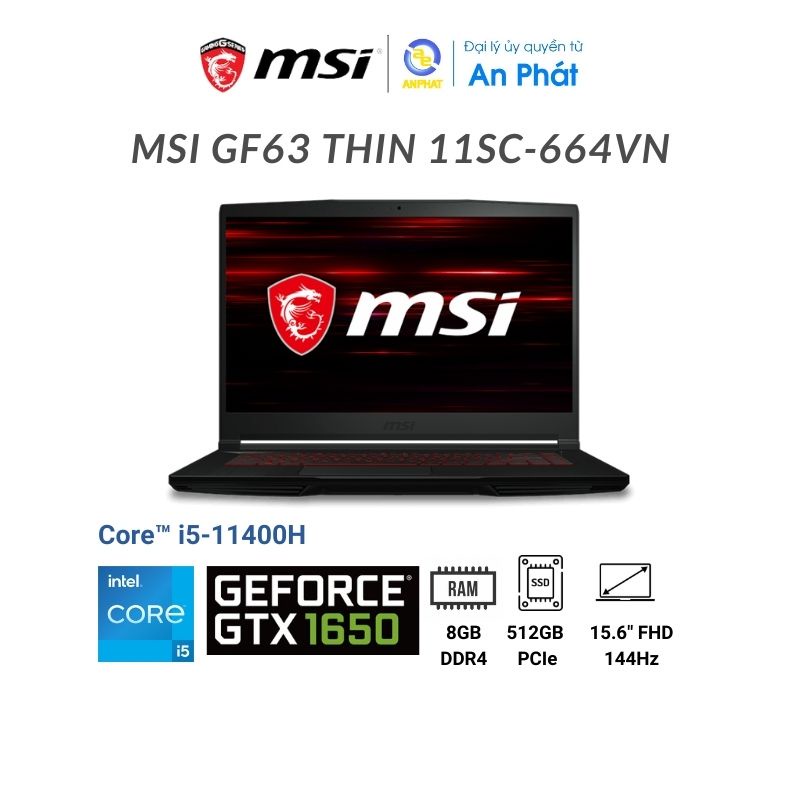 Laptop MSI GF63 Thin 11SC-664VN (Core™ i5-11400H & GTX 1650)