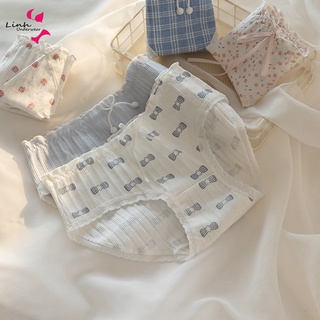 Quần lót nữ cotton hoa nhí  đính nơ viền ren ngọt ngào 128 Phương Linh Underwear