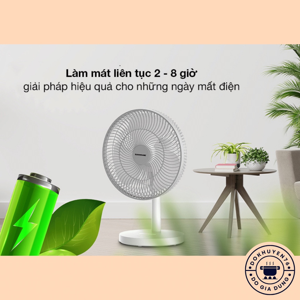 Quạt tích điện Sunhouse SHD7115, Quạt sạc điện Chính hãng