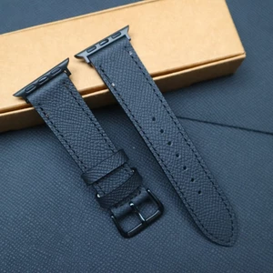 Dây đeo dành cho apple watch da epsom đen cao cấp, sang trọng cho nam, nữ. awp 101
