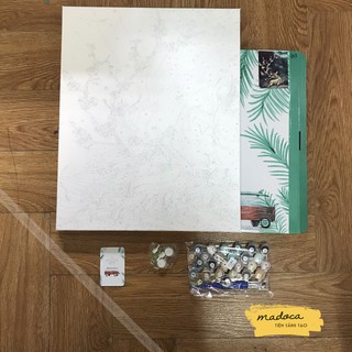 Tranh tô màu theo số hóa Madoca có khung 40x50cm Hươu Cửu Sắc 1 T947