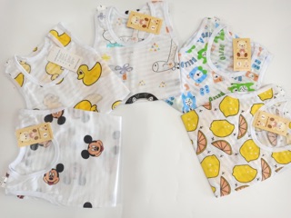 (SALE SỐC HÀNG LOẠI 1) Bộ cotton giấy thông hơi cho bé với đủ hình thù đáng yêu - Bộ ba lỗ trẻ em sợi tre