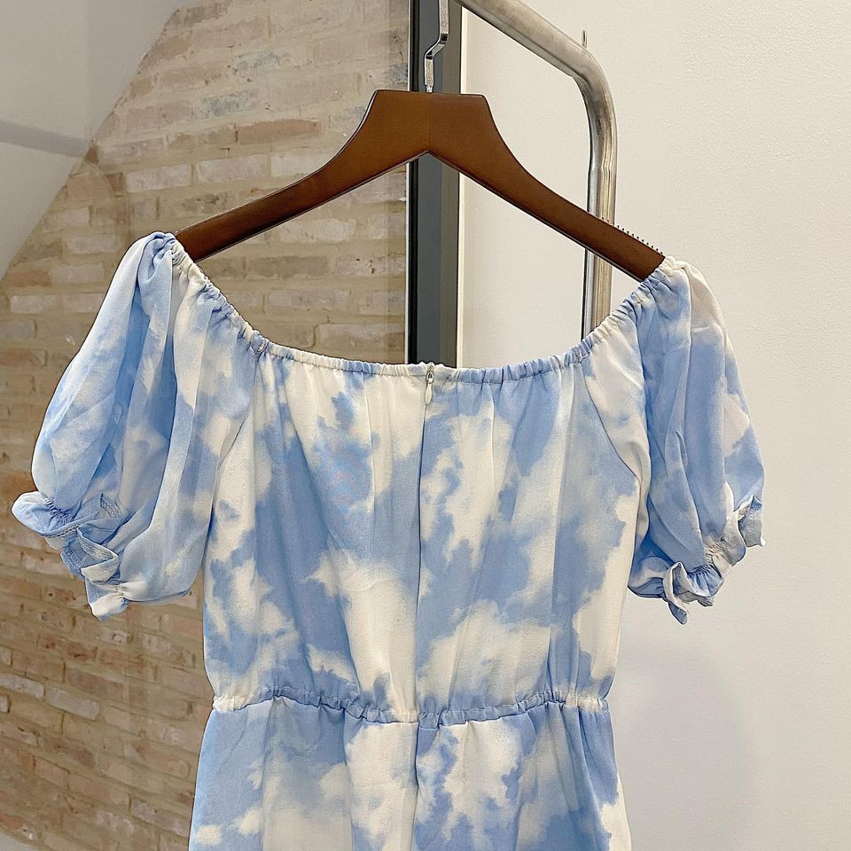 ĐẦM LOAN XANH ĐAN NƠ NGỰC - JANI DRESS