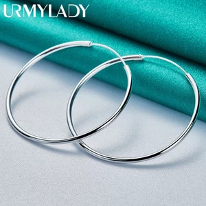 Urmylady Bạc 925 Mịn 35mm Vòng Tròn Bông Tai Nữ Thời Trang Cưới Đính Hôn Quyến Rũ Trang Sức