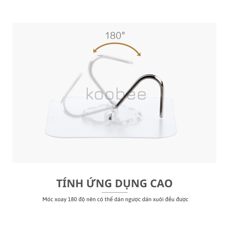 Combo 10 Móc Dán Tường Đa Năng Chịu Lực Chống Ẩm - Móc Treo Đồ Dán Tường KooBee (DC05)