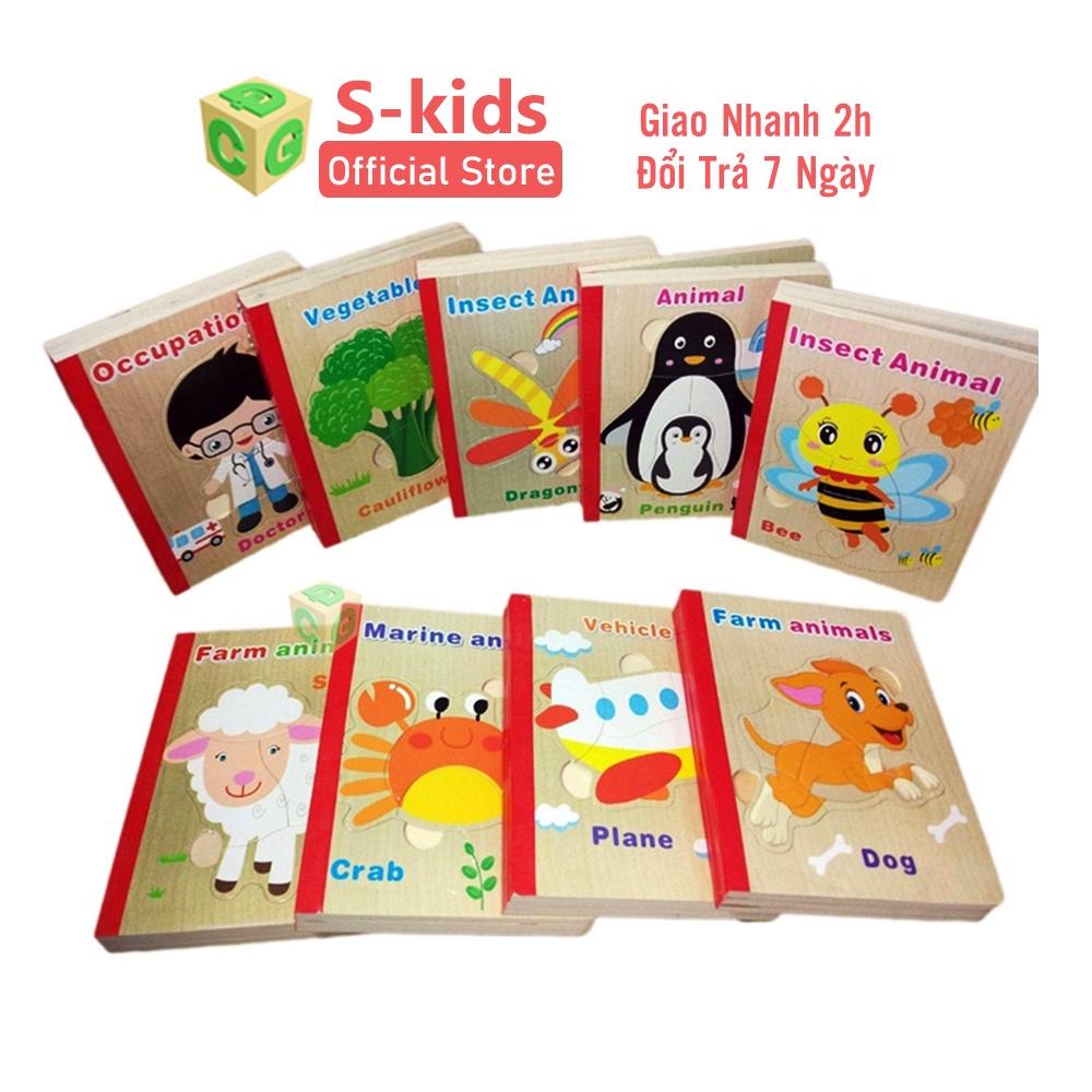 Ảnh Đồ Chơi Xếp Hình S-Kids, Sách Gỗ Ghép Hình Thông Minh Cho Bé. 2