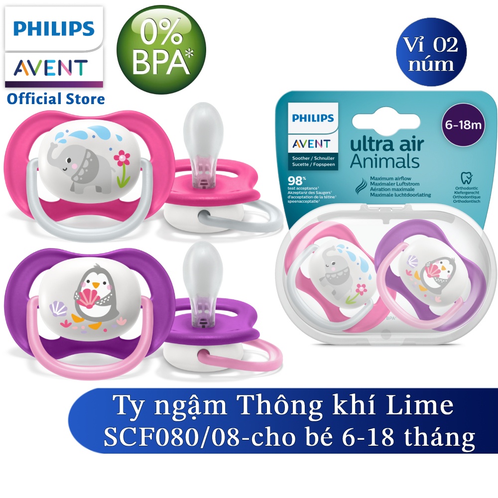Ảnh Philips Avent núm ty ngậm thông khí 6-18 tháng, vỉ đôi SCF080/07 SCF080/08 4