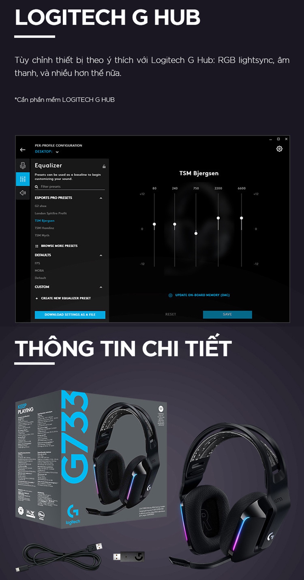 Tai Nghe Gaming Không Dây Logitech G733 Rgb Màn Loa Pro G Mic Blue Voice Shopee Việt Nam 6012