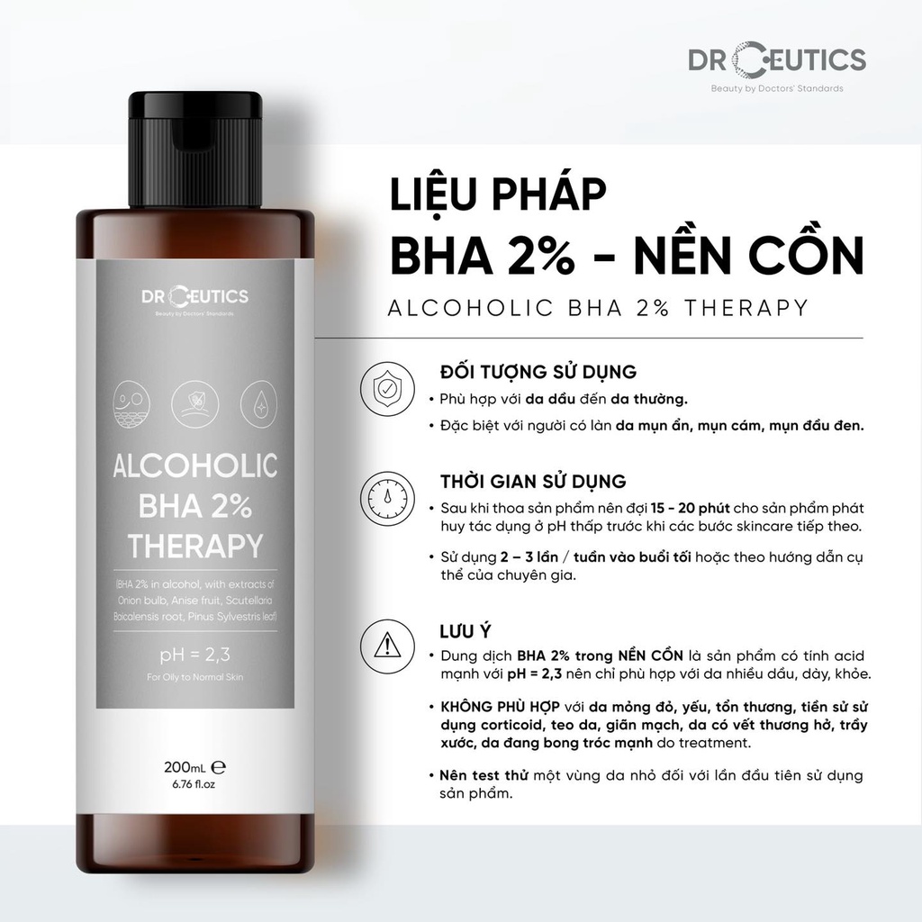 Ảnh Tẩy tế bào chết DrCeutics BHA 2% dung dịch làm sạch và cân bằng da 200ml 2