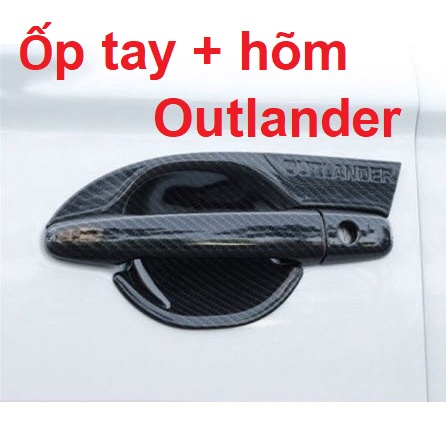 Ốp Tay Nắm, Hõm Cửa Cacbon xe Outlander 2016 - 2021, 2022, 2023,2024 vân carbon cao cấp - Giá 1 bộ