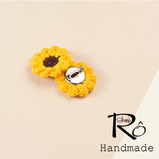 Ghim cài áo hoa hướng dương xinh xắn 3cm, 4cm |Pin, trâm cài balo, cặp, huy hiệu |Shop Rô Handmade