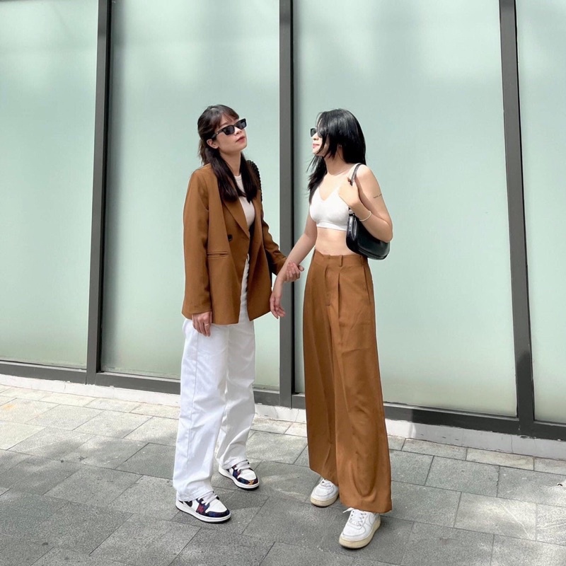 Áo blazer nữ [MAY THEO SỐ ĐO] - áo khoác vest - chất liệu cao cấp, 2 lớp-lót lụa, MÀU NÂU  - Tiệm may Diluclothing