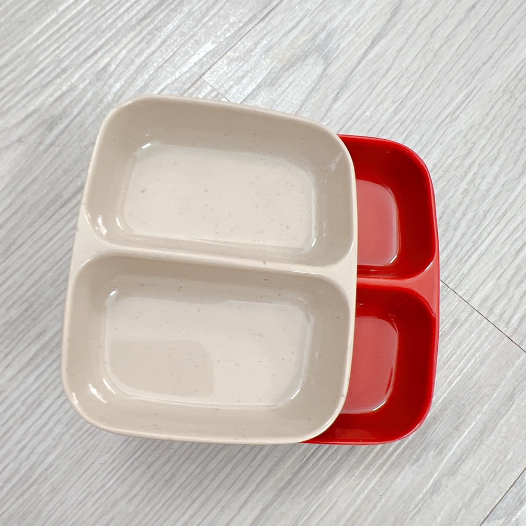 combo10 Chén Đựng Nước Chấm 2 Ngăn Nhựa Melamine FATACO Cao Cấp 2 Màu