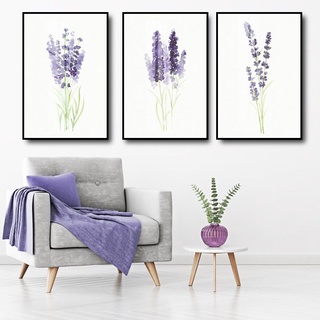 Tranh Treo Tường Hoa Oải Hương Tím - Tranh Hoa Lá Treo Phòng Khách, Phòng Ngủ, Phòng Ăn Laminate Tráng Gương