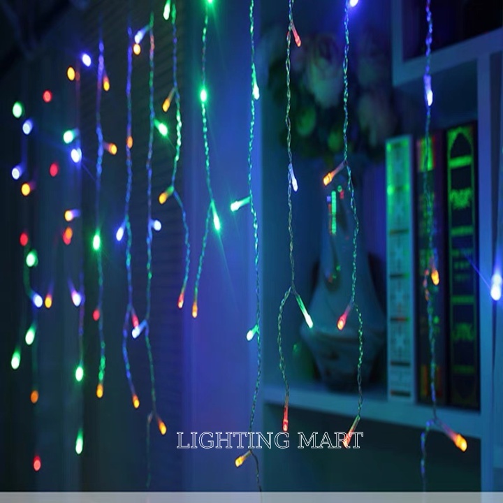 Dây đèn LED rèm 4M 6M 8M 12M thả mành 6 tấc sử dụng trang trí ngoài ...