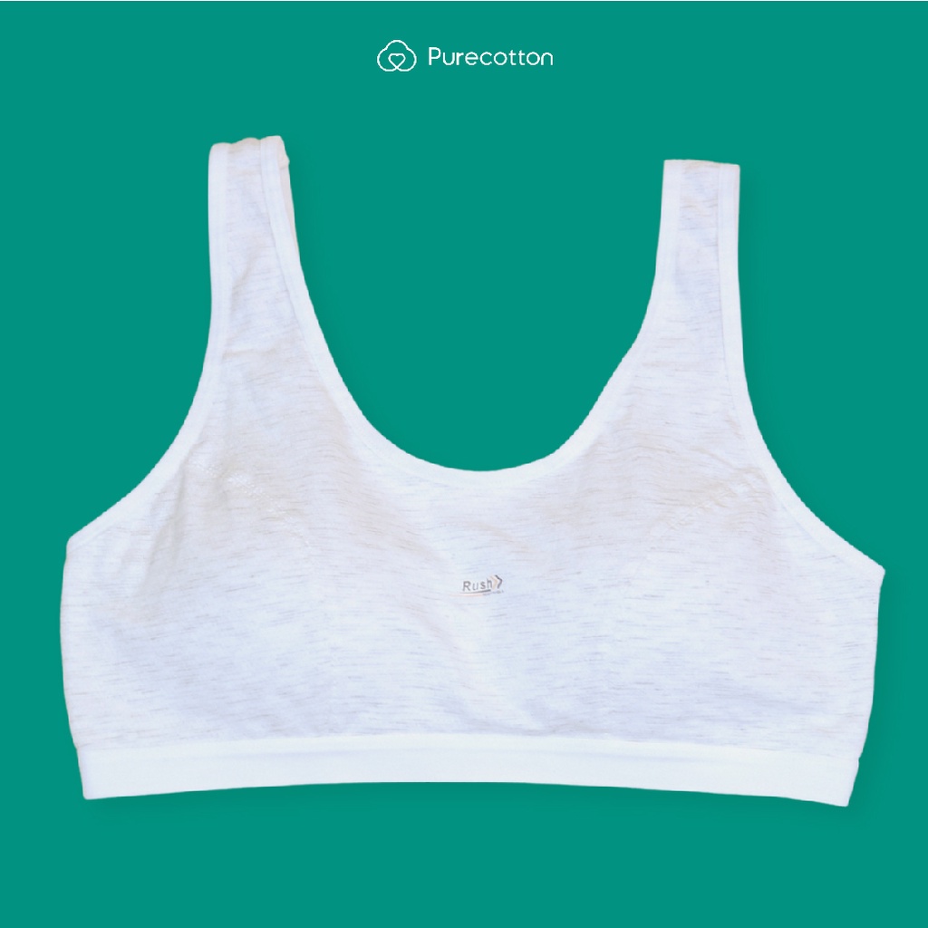 Áo lót học sinh Sport Bra Purecotton mặt vải thoáng khí cho bé gái mới lớn dáng chui đầu có đệm mỏng PC091