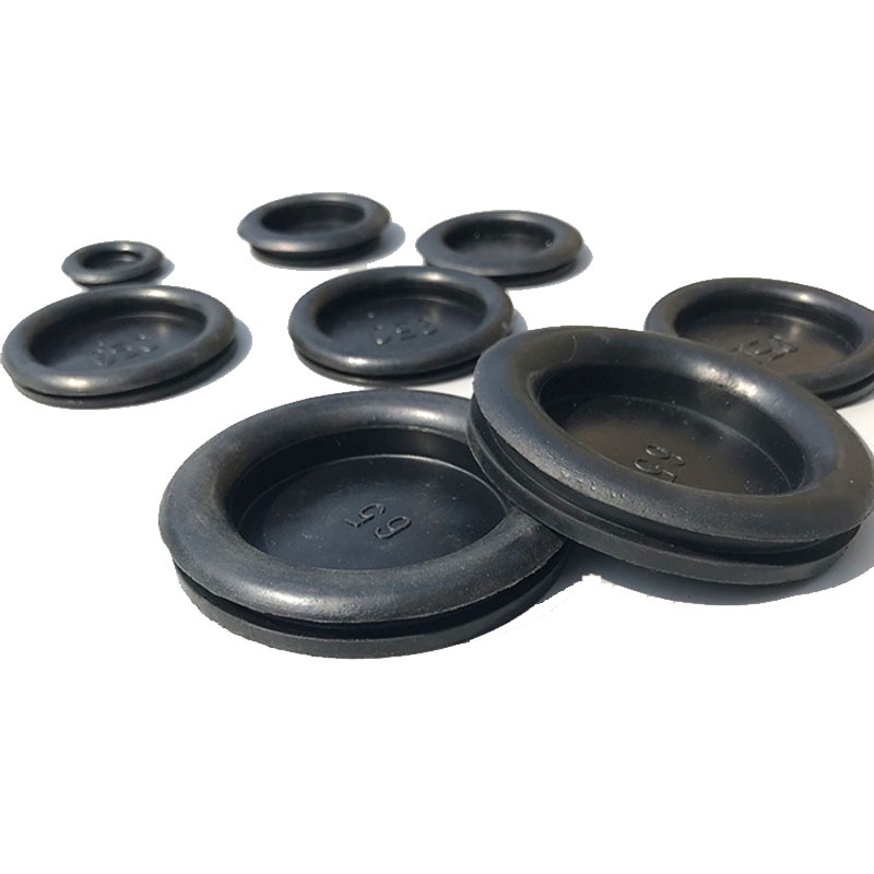 Trống Mù Dây Cao Su Grommets Lỗ Cắm Dây Điện Gioăng Đen 14mm-60mm Một Mặt