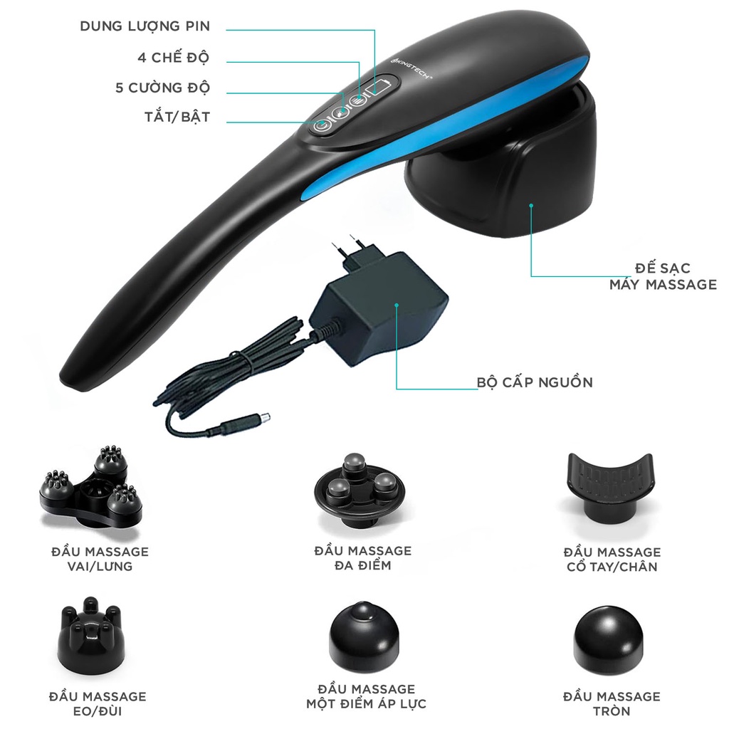 Mô tả Máy Massage Cầm Tay Đa Năng Cao Cấp KINGTECH LUX-900 - Mát Xa Toàn Thân, Chuyên Sâu Cho Lưng, Cổ, Vai, Gáy Cánh Tay - 9