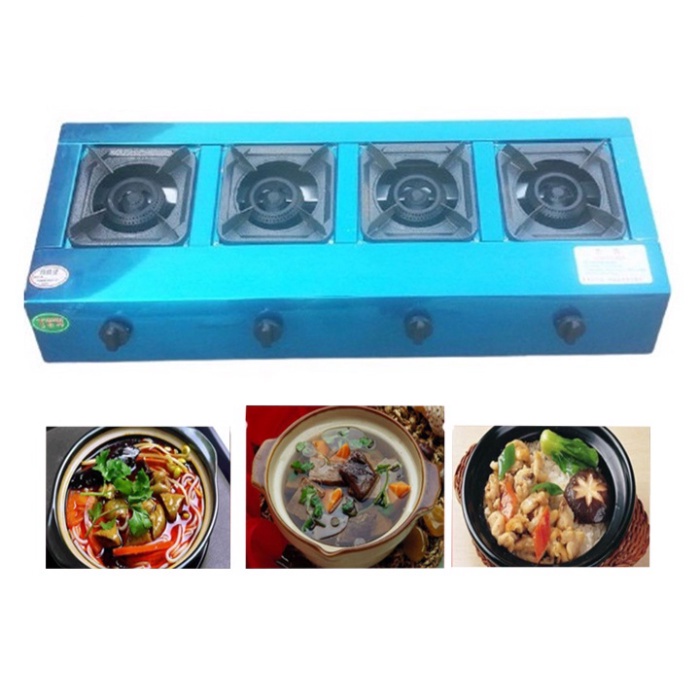Bếp gas nấu mỳ cay 4 họng ngang chuyên bánh xèo, cơm niêu