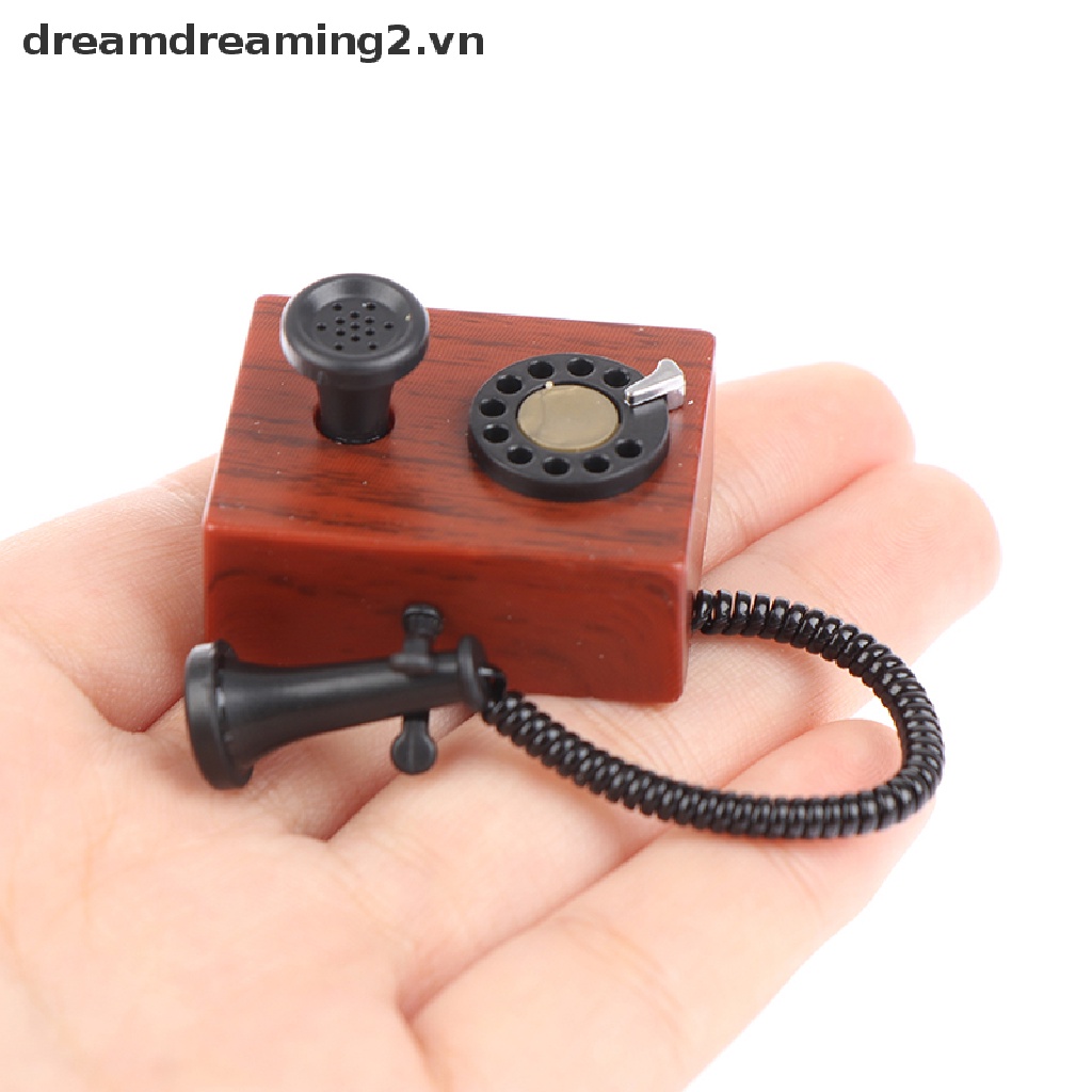 Mô Hình Điện Thoại Để Bàn 2Vn Kiểu Cổ Điển Dùng Trang Trí Nhà Búp Bê