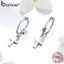 Khuyên tai BAMOER SCE547 hình thánh giá bằng bạc 925 thời trang cho nữ