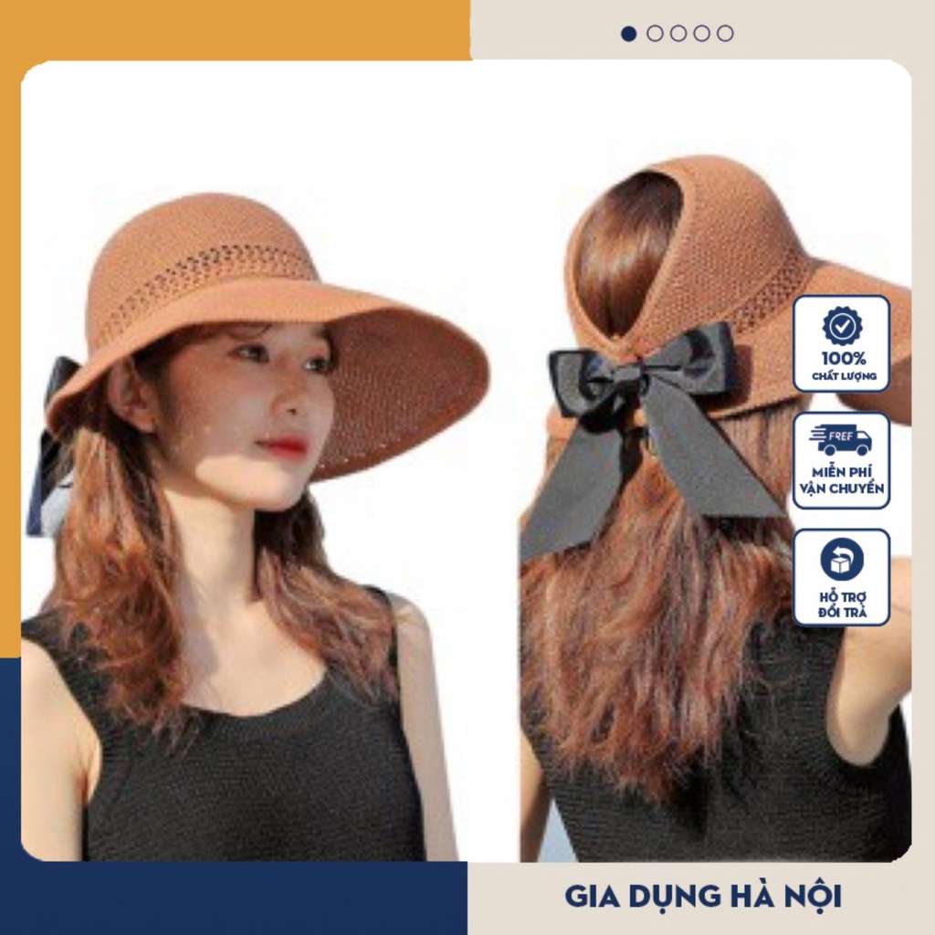 Mũ Cuộn Nửa đầu - Vành rộng chống nắng gắn nơ thời trang. | Shopee Việt Nam