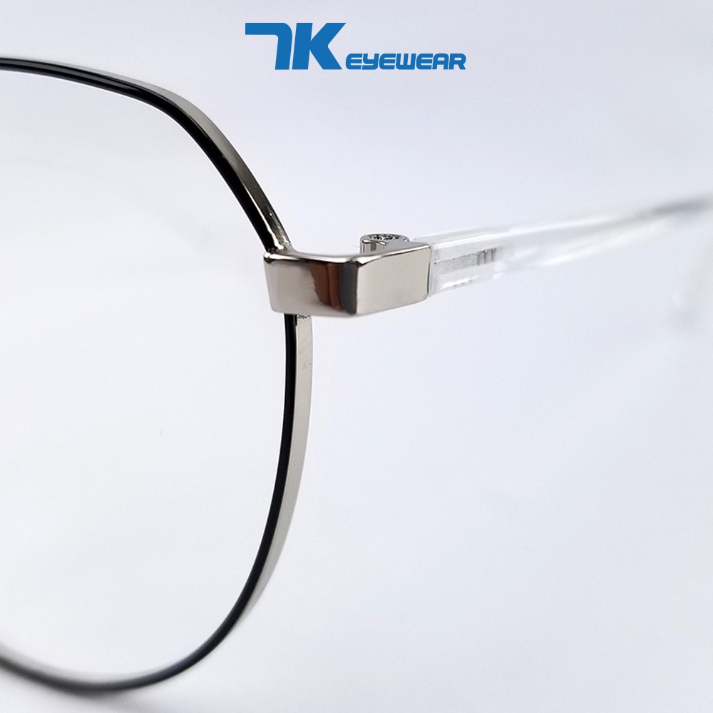 Ảnh Gọng kính cận nam nữ mắt tròn màu vàng hồng, đen, bạc 7K6611. Tròng giả cận 0 độ chống ánh sáng xanh, tia UV 4