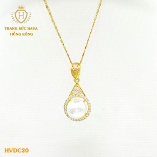 Dây Chuyền, Vòng Cổ Nữ Mặt Đính Hạt Ngọc Xi Mạ Vàng Non Cao Cấp - Trang Sức Hava Hong Kong - HVDC20