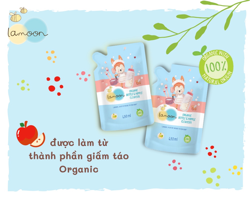 Mô tả Nước rửa bình sữa Organic cho bé Lamoon - Túi 450ml - 3