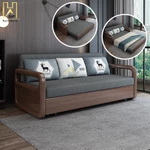 Ghế Sofa Giường Khung Sắt Tay Gỗ Kiểu Dáng Sang Trọng Cho Phòng Khách HGK-31, Có Tặng Kèm Bàn Sofa Chất Lượng Tốt — ảnh 1