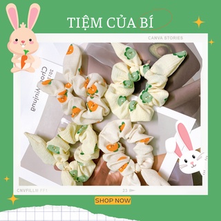 [Handmade] Scrunchies dây buộc tóc mẫu tai thỏ họa tiết động vật nhiều màu xinh xắn