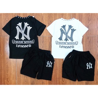 Bộ cộc bé trai NY, bộ cotton mặc hè bé trai, bộ bé trai mặc hè, bộ cộc hè bé trai