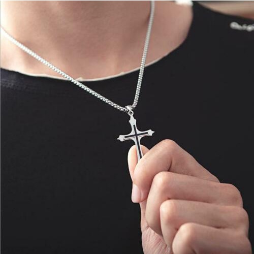 Vòng cổ Bạc Mặt Thánh Giá Phong Cách Gothic Cổ Điển Màu Sắc Cá Tính Dành Cho Nam Nữ