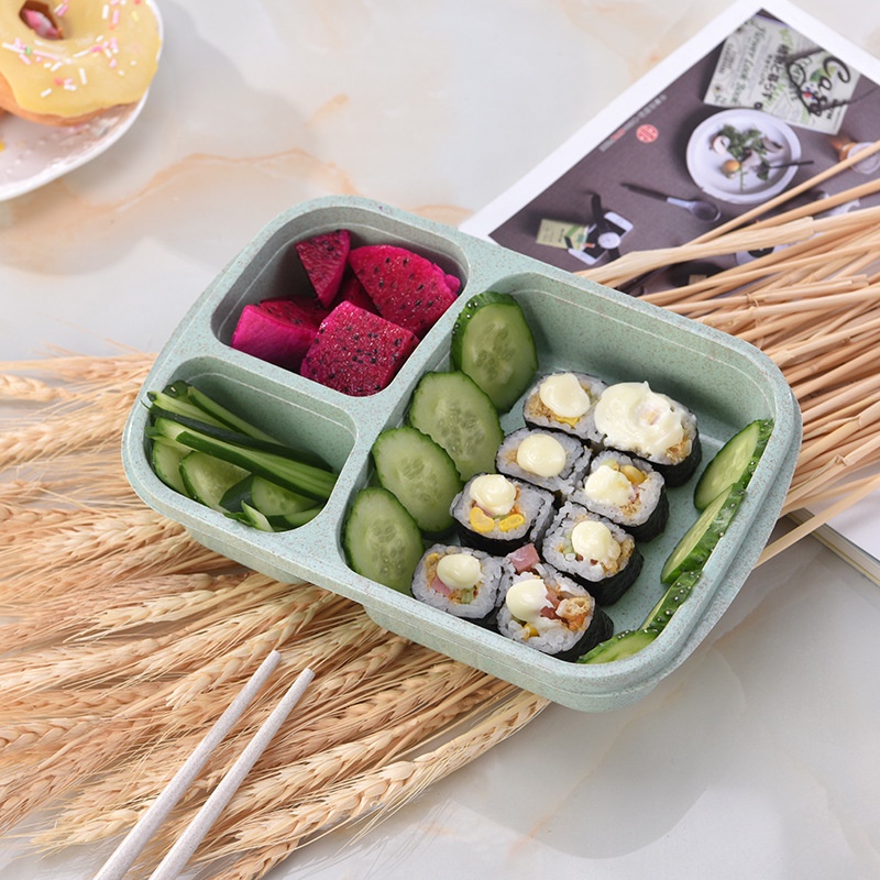 Hộp Cơm Vuông Lúa Mạch an Toàn Thực Phẩm Hộp Bento Hình Vuông, Hộp Bento Cấp Thức Ăn, Hộp Bento Có Nắp, Hộp Bento Ăn Trưa, Hộp Bento Rơm Lúa Mì