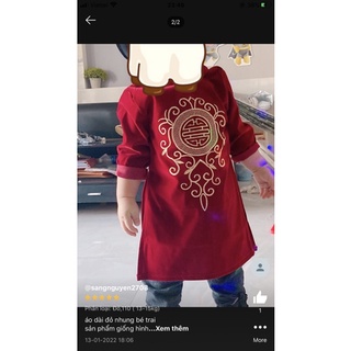 Áo dài nhung đỏ mặc TẾT cho bé trai ( không kèm quần ) Phương Kid